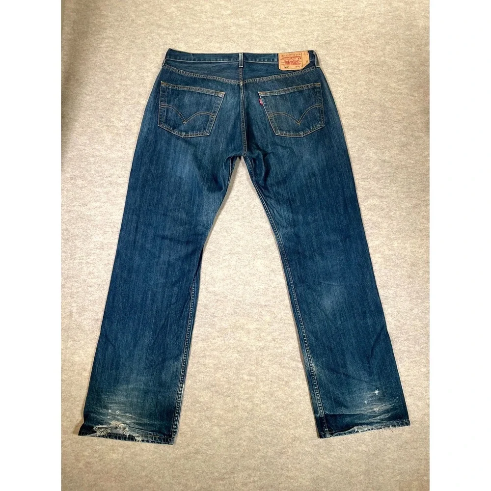 Levis 501 Original Fit Jeans Mens 38x34 Blue Denim‎ Mid Rise Cotton Medium Wash